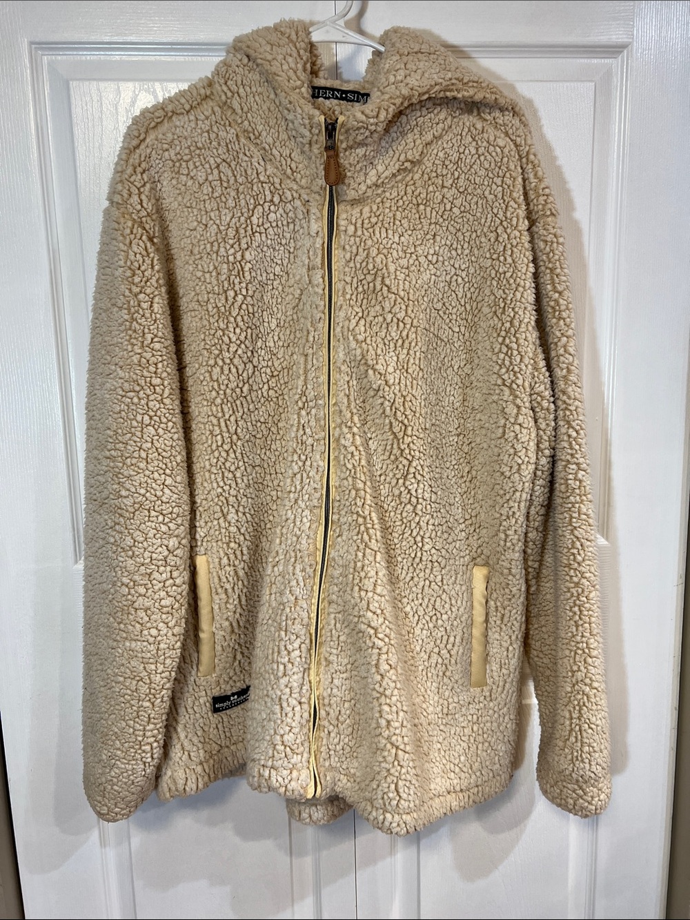 Simply Southern Women’s Warm Cream Fleece Teddy Zip-Up Hooded Jacket